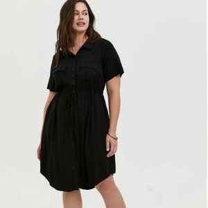 Torrid Button-Front Drawstring Shirt Dress